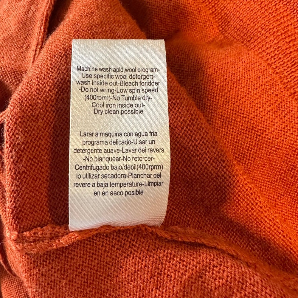 ZADIG & VOLTAIRE Cardigan Orange‎ Knit Cashmere Blend Leather Trim Womens M - Picture 10 of 10